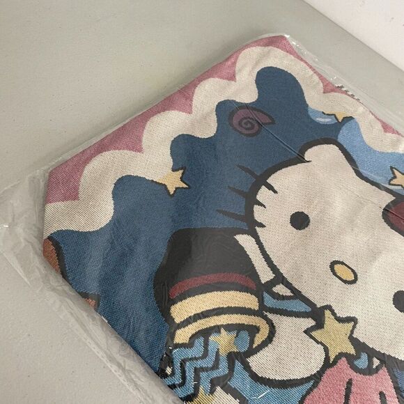 NEW Hello Kitty Tote Bag Purse Sanrio Blue‎ Canvas Zipper Closure Pocket Travel - Picture 8 of 8
